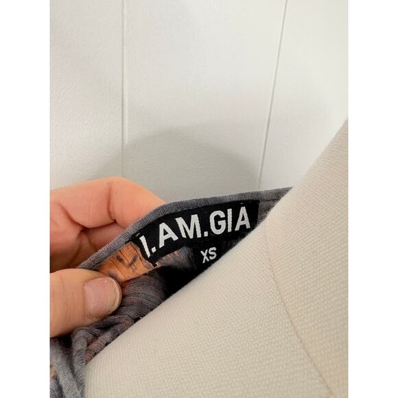 I.AM.GIA Ribbed Tie Dye Long Sleeve Crop Top Womens XS Gray Orange - Picture 7 of 7